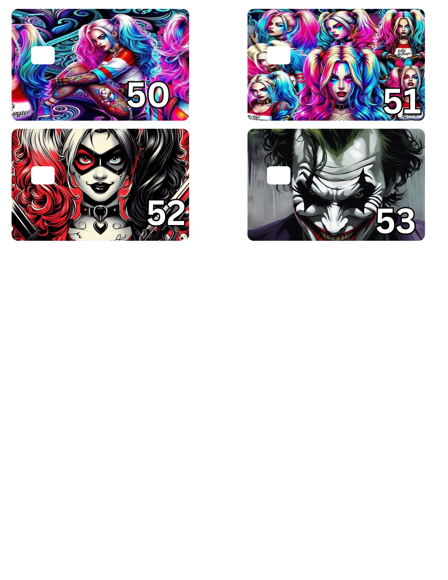 Credit Card Stickers (Type the #)