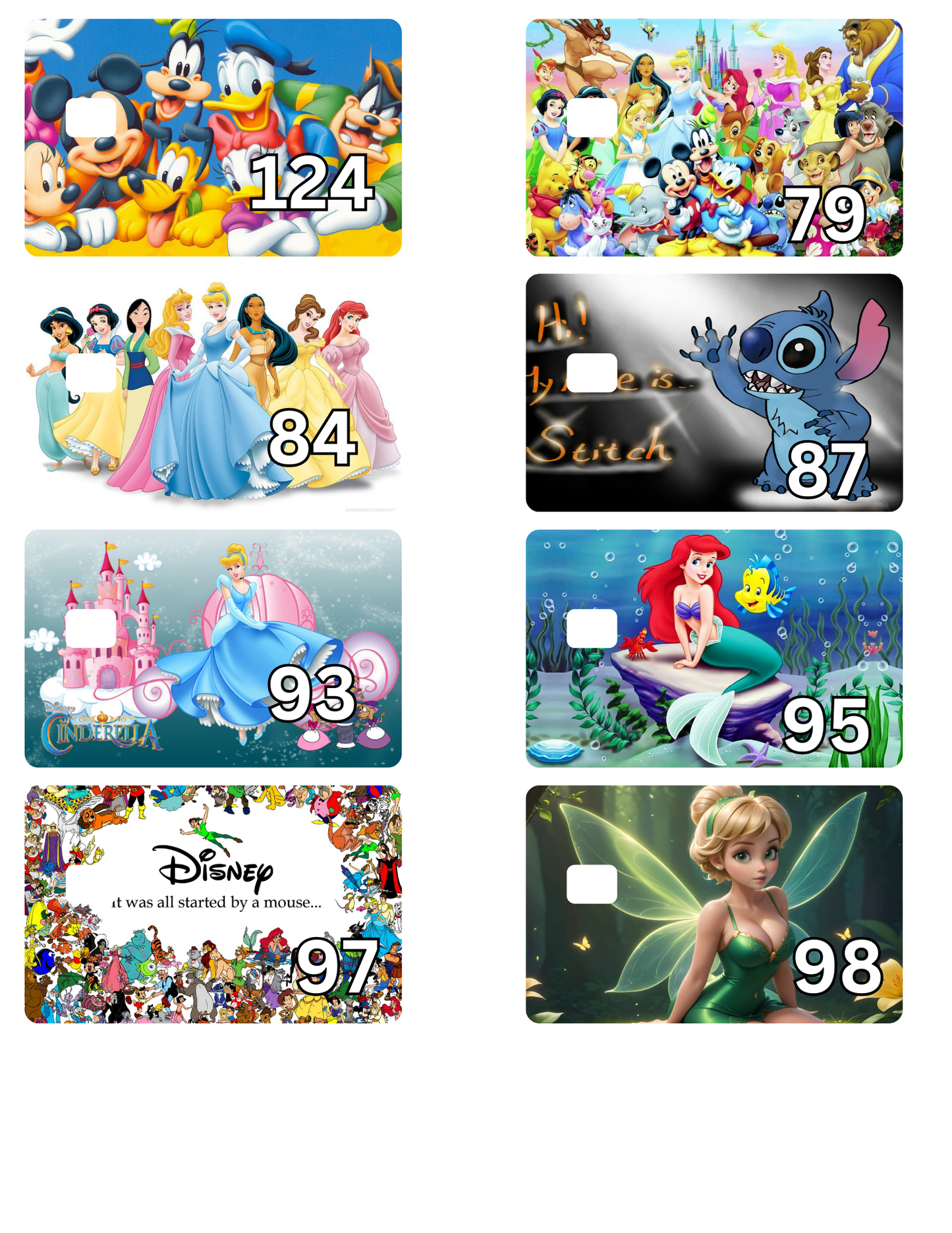 Credit Card Stickers (Type the #)