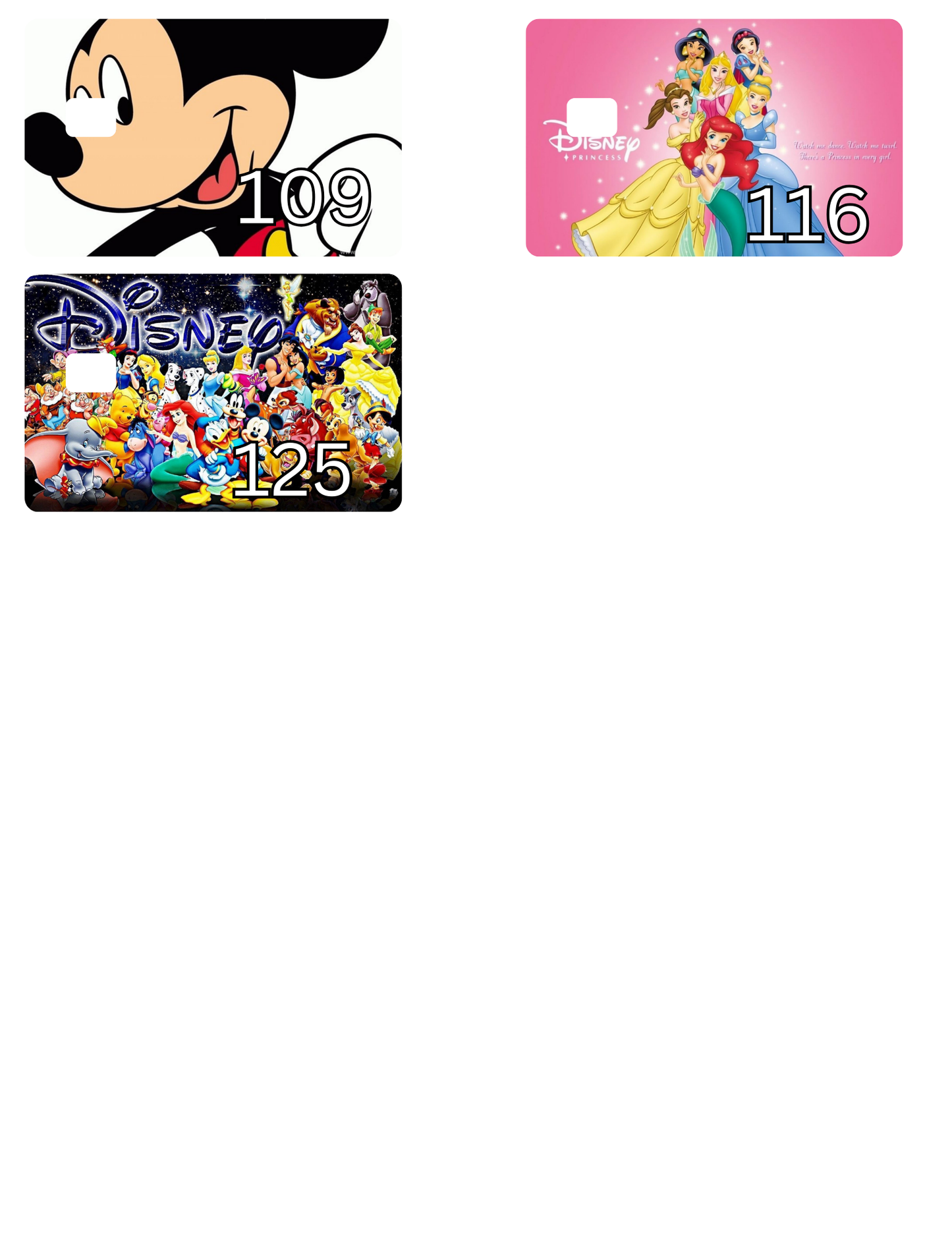 Credit Card Stickers (Type the #)