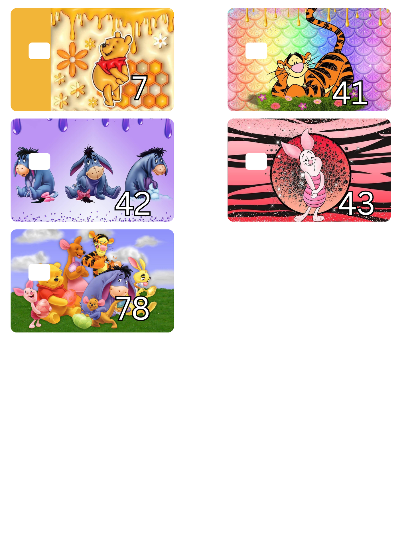 Credit Card Stickers (Type the #)