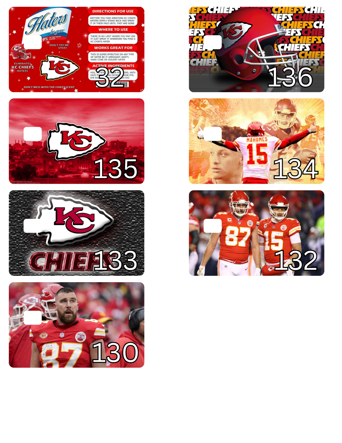 Credit Card Stickers (Type the #)