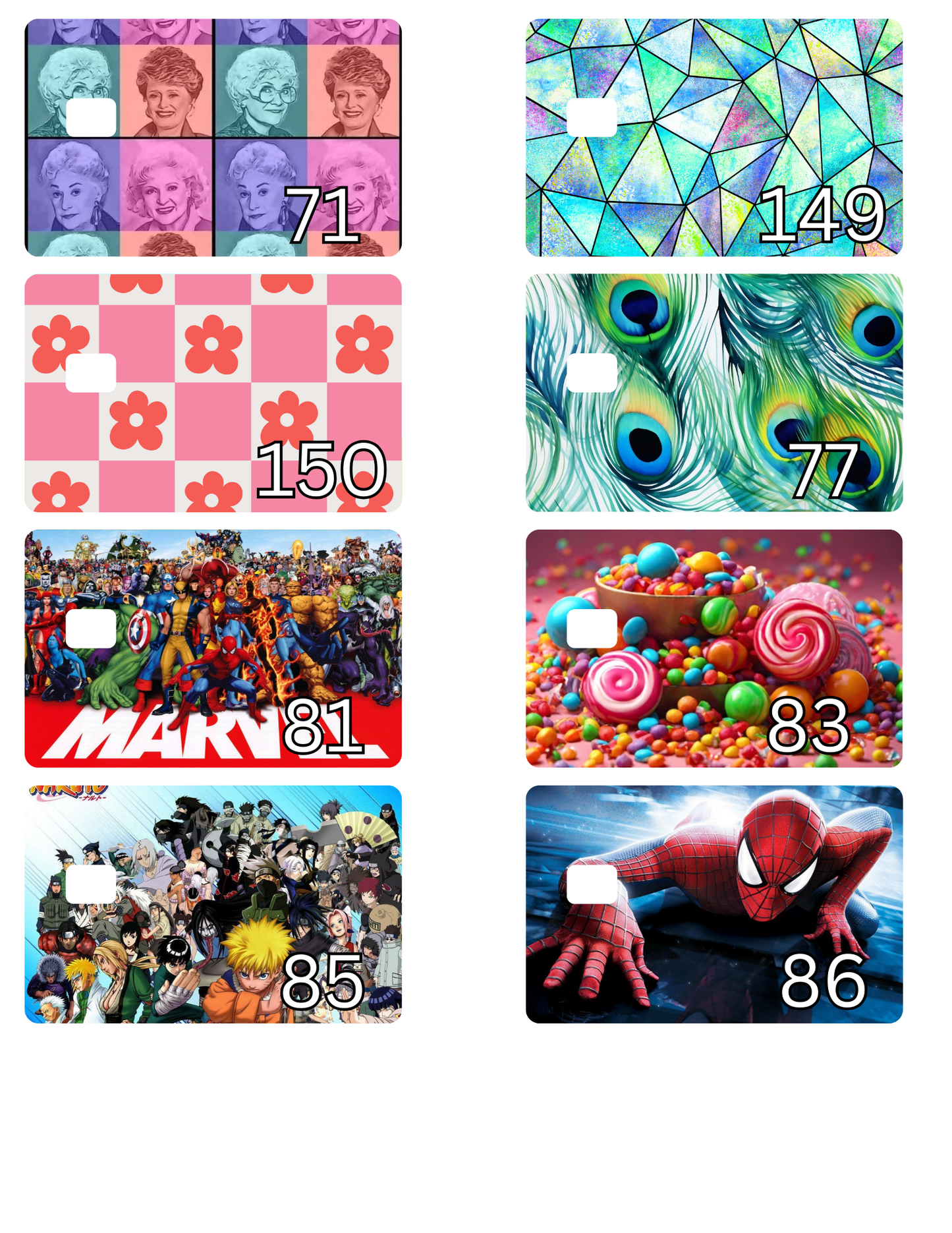 Credit Card Stickers (Type the #)